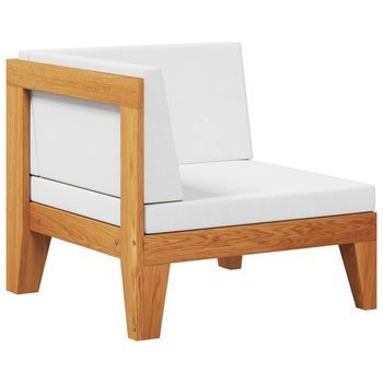 Sofá De Esquina Seccional Y Cojines Blanco Crema Madera Acacia Vidaxl
