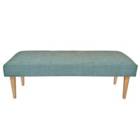 banqueta tapizada pie de cama verde aguamarina patas de madera 120cm