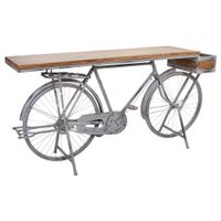 recibidor bicicleta de madera y metal lacado plata 198x50x94