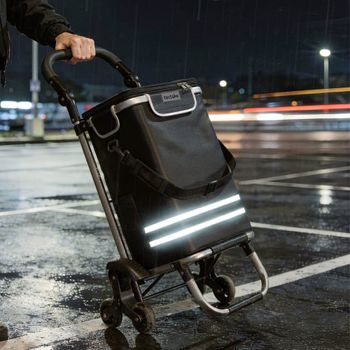 Carrito de la compra 3 en 1, plegable con bolsa térmica, 56l, negro