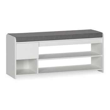 Banco zapatero color blanco 3 huecos y 1 cajón