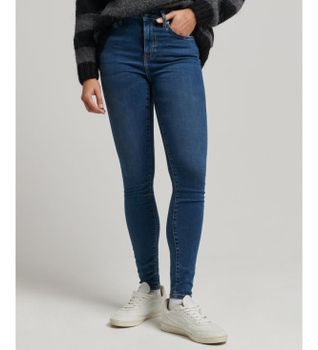 Superdry para mujer. W7010796A Jeans pitillo de talle alto de algodón orgánico azul (26/32), Denim, Poliéster, Sostenible