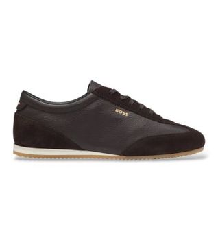 BOSS para hombre. 50568463 Zapatillas de piel Lineor Lowp marrón oscuro (45), Plano, Cordones, Casual