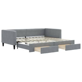 Cama Para Adulto | Cama Individual | Sofá Cama Nido Con Cajones Tela Gris Claro 100x200 Cm