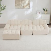 sofa modular en l de 3 plazas con otomana sin estructura beige claro