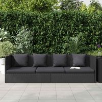 sofa de jardin  sofa de exterior con cojines y almohadas ratan sintetico negro