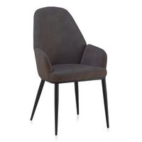 sillon tapizado gris oscuro con patas  metal lote de 2 uds