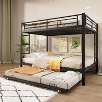 literas 2 x 140 x 200 cm con cama nido 90 x 190 cm - estructura de metal - color negro sin colchon