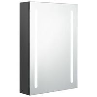 armario de bano  mueble bano con espejo y luz led gris 50x13x70 cm