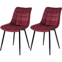 set 2 sillas de comedor sillas de cocina escandinavas de terciopelo patas de metal burdeos - woltu