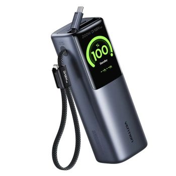 Vention FKV 200W 90Wh 25000mAh Batería externa con pantalla inteligente, viene con 2 cables USB-C, fuente de alimentació