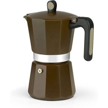 Monix New Cream Cafetera Italiana de Aluminio 6 Tazas Marrón
