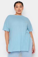 yours camiseta amplia azul con lino mujer curvy y tallas grandes yours