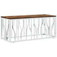 mesa de centromesa auxiliarmesa de cafe acero inoxidable y madera maciza reciclada