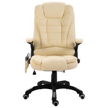 Silla De Masaje | Silla De Gaming De Masaje De Cuero Sintético Color Crema