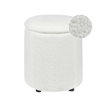Puf Blanco Crema De Piel Sintética 40 X 38 Cm Con Almacenamiento Glamour Maryland