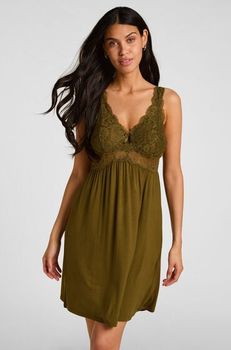 Hunkemöller Vestido lencero Nora Lace Verde