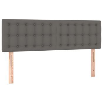 Cabecero Cama Mueble De Dormitorio Con Led Cuero Sintético 144 X 5 X 78/88 Cm Gris M02_0000324