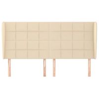 cabecero cama mueble de dormitorio con orejas de tela 203 x 23 x 118128 cm crema m020003155