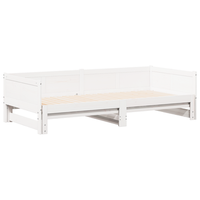 cama matrimonial  cama doble  cama dia extraible blanca 90x200 cm madera de pino maciza cfw81651
