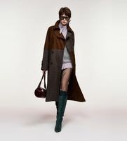 essentiel antwerp para mujer kagu gabardina con bloques de color marron gris oscuro s casual lana