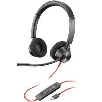 poly blackwire 3320 auriculares estereo usb-c negros  adaptador de usb-c a usb-a