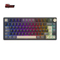 teclado para juegos por cable royal kludge rk r75 80 teclas 80 junta teclado mecanico retroiluminado rgb intercambiable en caliente con teclas mda pbt