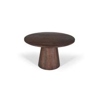 mesa redonda coleccion franchia en madera exotica de mangolia marron diametro 130 cm