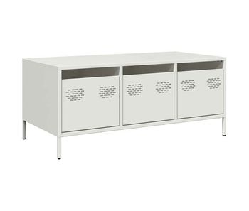 Mesa de café - mesa de centro acero laminado en frío blanco 101,5x50x43,5 cm