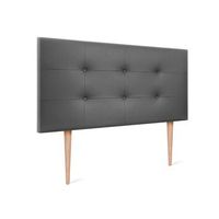 cabecero de polipiel capitone 95x115cm con patas camas 90 - gris