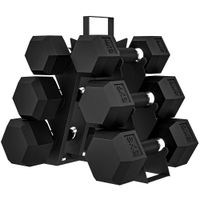 sportnow juego de 6 mancuernas con soporte 4 6 y 8 kg hexagonales de goma negro   aosom espana