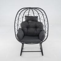 costway silla tipo huevo de mimbre para patio con cojin extraible almohada soporte de metal para balcon porche terraza 100 x 76 x 145 cm