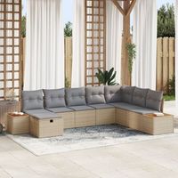 juego de sofa de jardin  de 8 piezas con cojines ratan poliester beige v8604 unico  beige