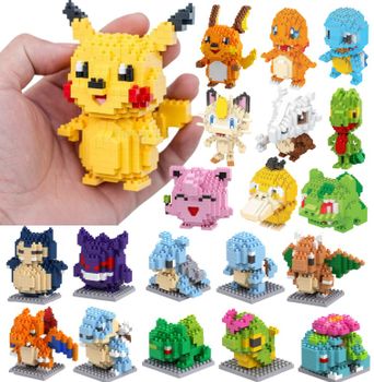 Bloques de Construcción de Pokémon, 75 Estilos, Anime, Picachu, Charizard, Blastoise, Bulbasaur, Gengar, Juguete de Ladrillos para Niños, Regalo