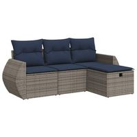 set de sofas de jardin 4 pzas y cojines ratan sintetico gris cfw475062