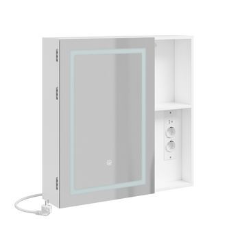 Armario De Pared Con Espejo Led Y Enchufe Blanco 60.0x15.5x60.0 Bzr239-e-w