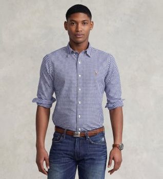 Polo Ralph Lauren para hombre. 710549084010 Camisa deportiva Oxford Slim Fit azul (XXL), Casual, Algodón, Clásico, Manga larga