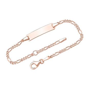 Pulsera de plata rosado con placa grabable