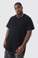 camiseta plus de corte largo negro