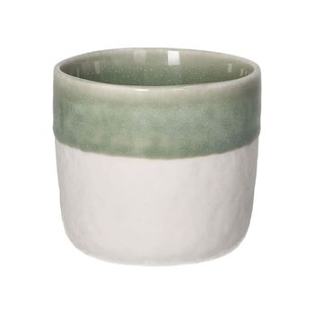 Vaso de porcelana blanca y verde pálido h6.5