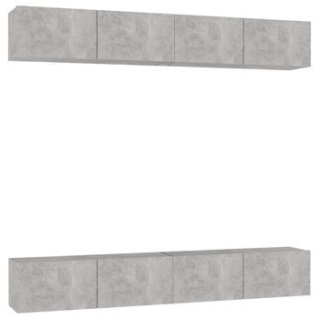 Juego De Muebles De Salón 4 Piezas Gris Hormigón 100x30x30 Cm Vidaxl