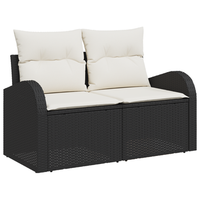 conjunto de sofa de jardin de 5 uds con cojines de ratan poliester negro cfw253562