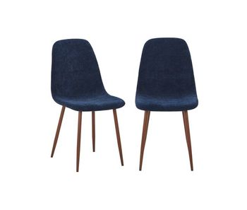 Silla de madera y tela con patas color nogal , set de 2, vera, azul, 54.5x44.5x87.5 cm