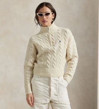 Polo Ralph Lauren para mujer. 211972130003 Jersey Cashmere blanco (M), Casual, Lana