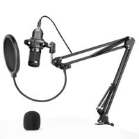 mars gaming mmicpro microfono profesional condensador capsula optimizada streaming y asmr ultra-alta definicion 196khz 24-bit adc brazo mecanico omnidireccional doble filtro captacion negro