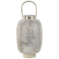 farolillo de metal dorado 40 cm con portavelas de cristal calado oriental boho lantau