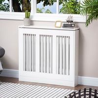 cubierta de radiador de mdf acero homcom 90x18x84 cm blanco