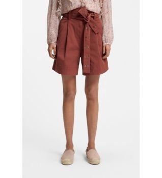BOSS para mujer. 50556394 Shorts de algodón elástico con cinturón calado granate (36), Casual