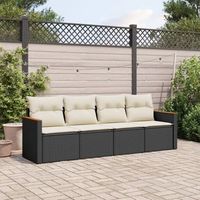 conjunto de sofas jardin 4 uds  mueble jardin mesa y sillas con cojines ratan sintetico negro cfw273365