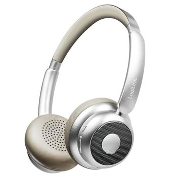 LogiLink BT0072BR - BT 6.0 AuraSolo Auriculares AuraSolo con AUX Adicional de 3,5 mm, Control multifunción, 20 Horas de duración de la batería, Color: Plata